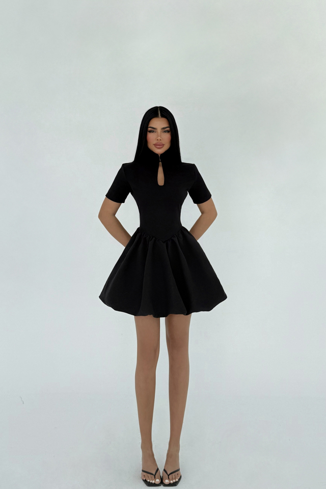 Siyah Pencere Detay Mini Elbise ATE-2309 - 2
