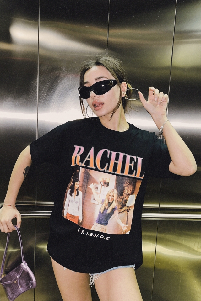 Siyah Rachel Baskılı Tişört ATE4640 - 1