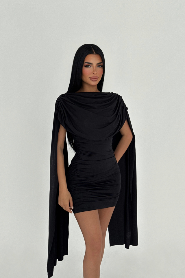 Siyah Molly Mini Elbise ATE-2493 - 1