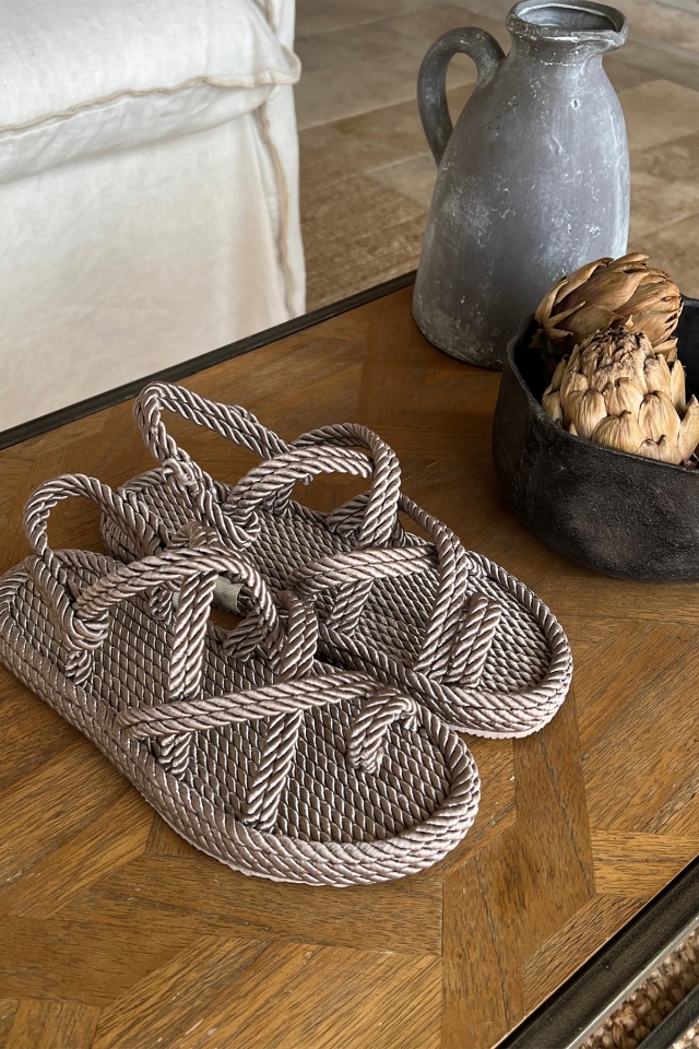 Stone Color Wicker Sandals ATE6373 - 3