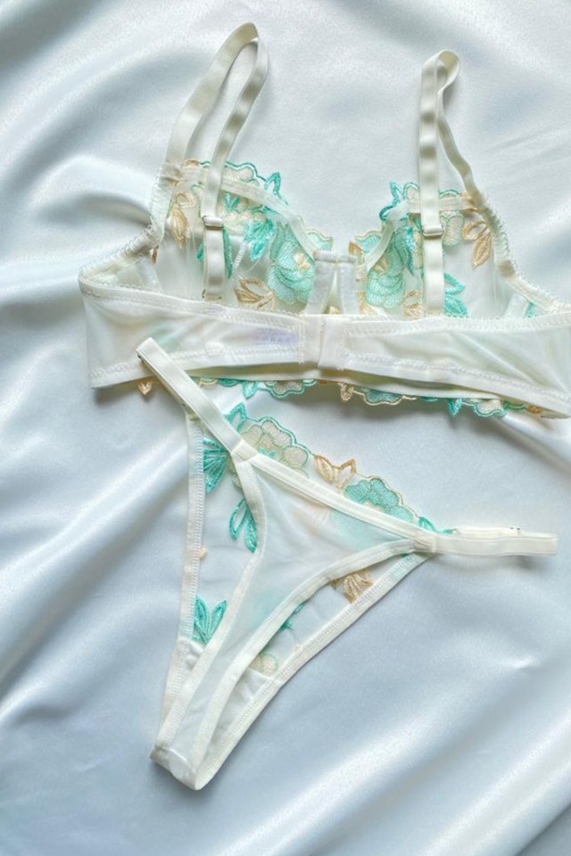 Turquoise Floral Pattern Underwear ATE6879 - 4