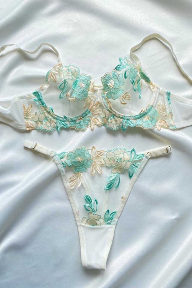Turquoise Floral Pattern Underwear ATE6879 - 3
