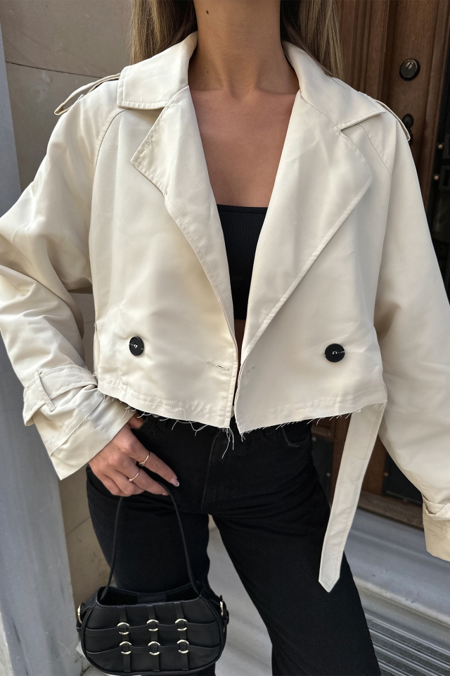 White Double Breasted Collar Jacket ATE6806 - 2