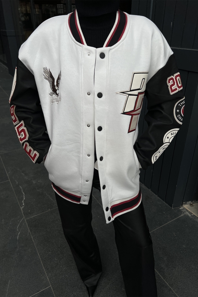 White Printed College Jacket ATE2942 - 2