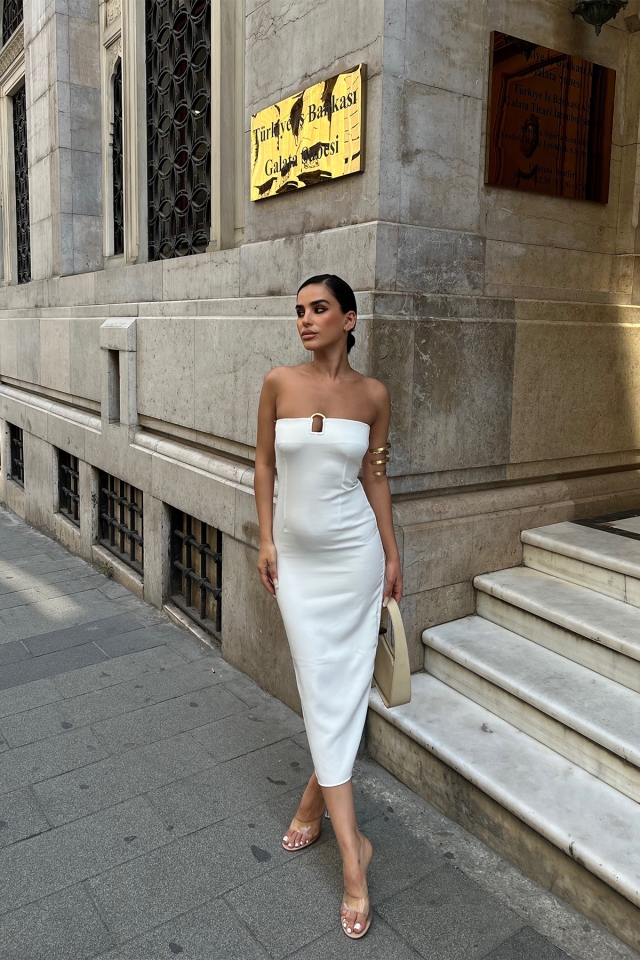 White Strapless Long Dress ATE7172 - 4