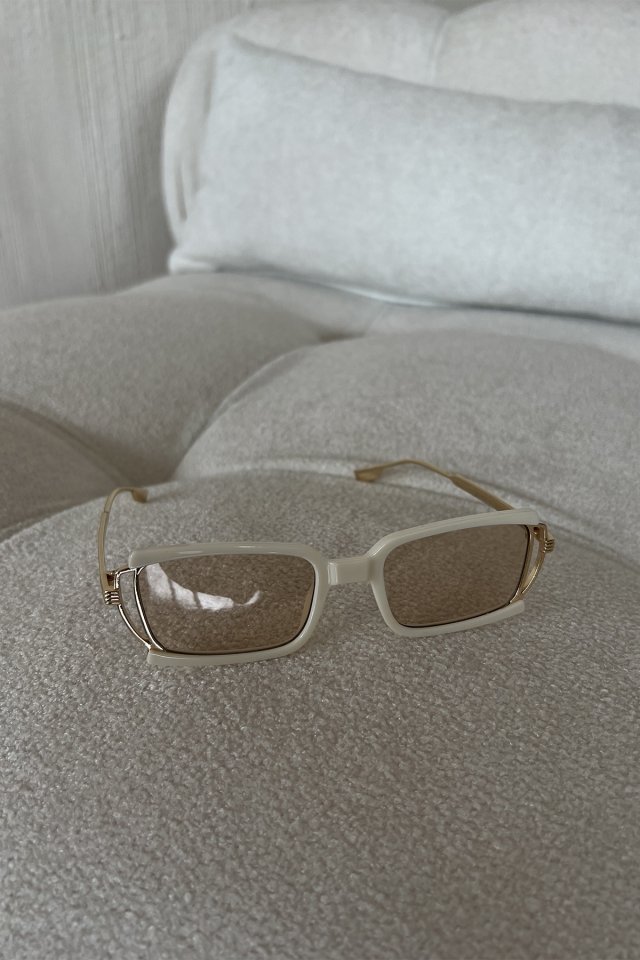 White Thin Frame Sunglasses ATE6722 - 4