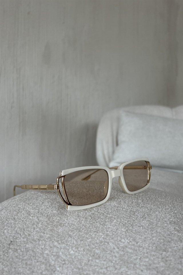 White Thin Frame Sunglasses ATE6722 - 5