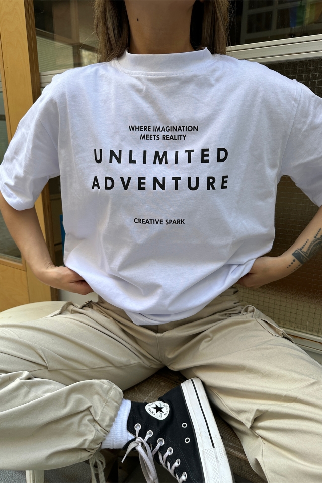 White Unlimited Adventures Letter Tshirt ATE6074 - 2