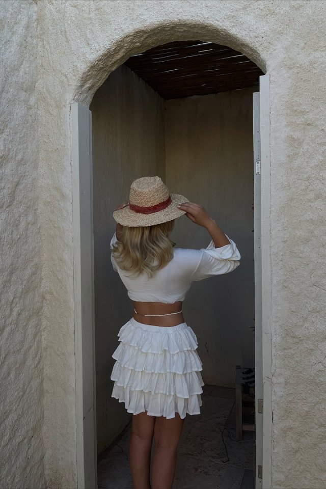 White Frilly Mini Skirt ATE1679 - 2