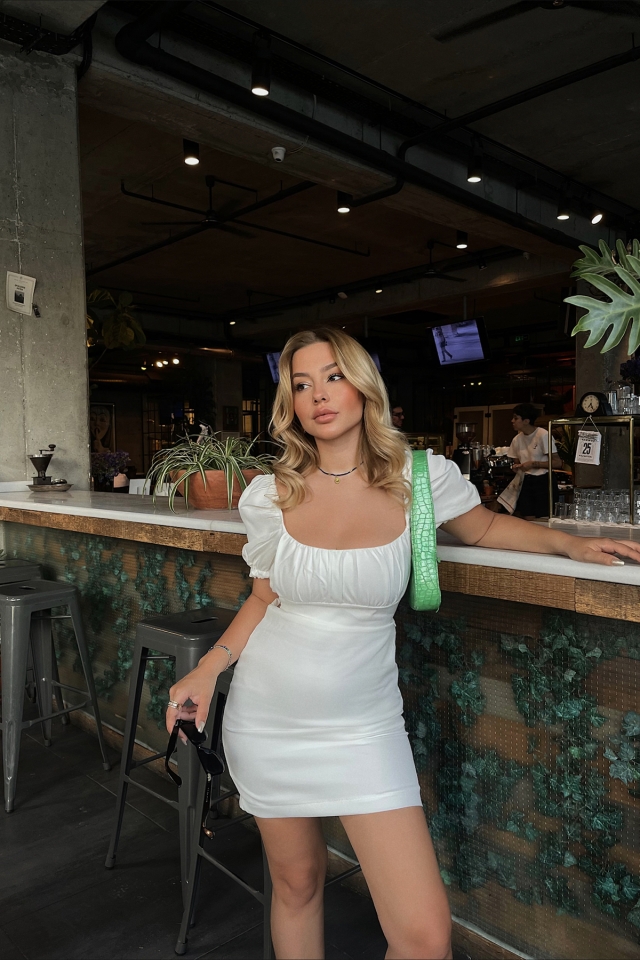 White Laced Mini Dress ATE1725 - 1
