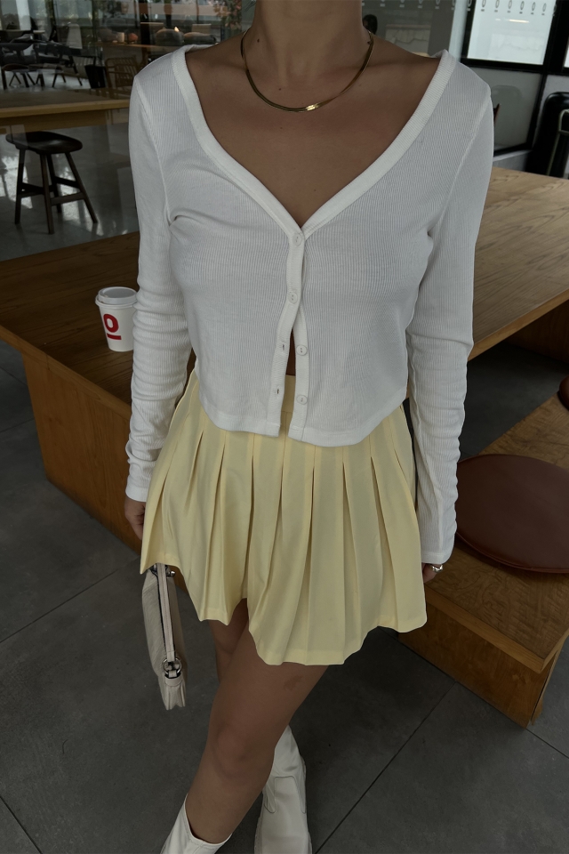 Yellow Pleated Mini Skirt ATE2610 - 2