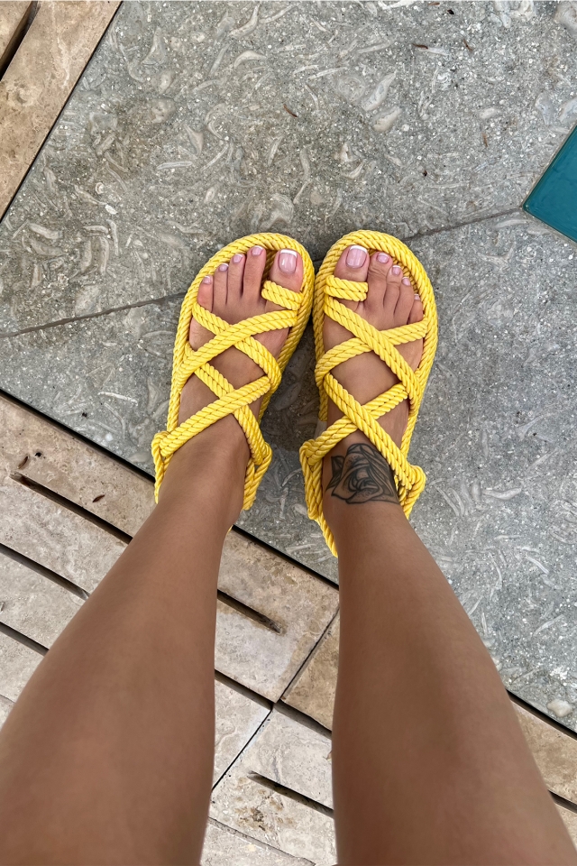 Yellow Wicker Sandals ATE6371 - 3