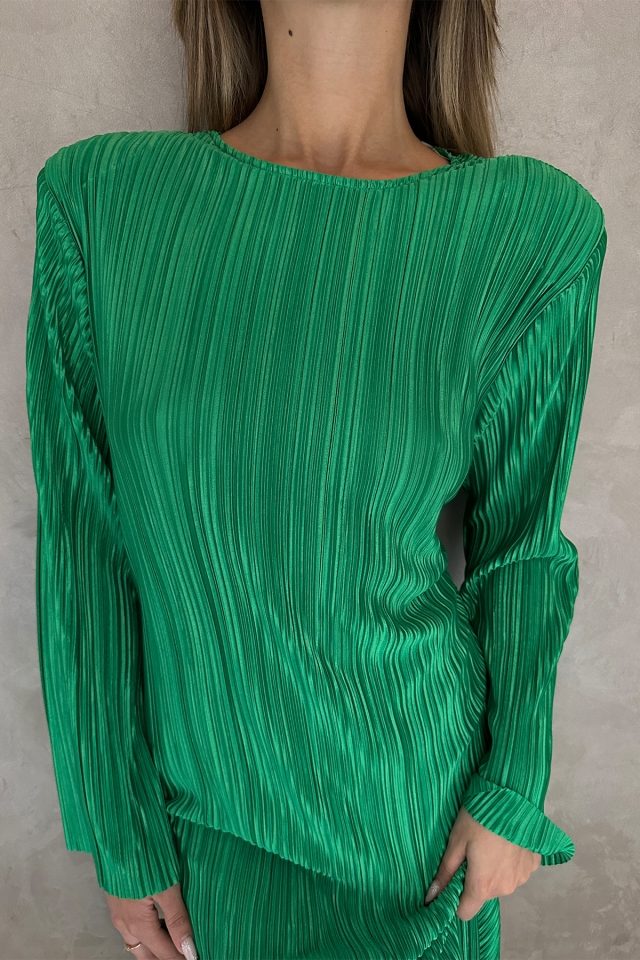 Yeşil Fitilli Uzun Elbise ATE5211 - 2
