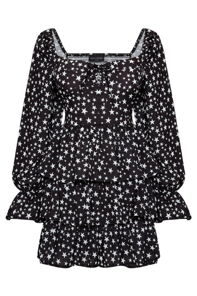 Yıldız Desen Kalp Yaka Elbise HP1 - 2