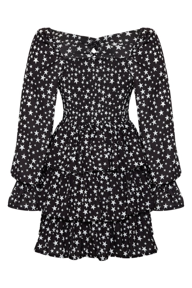 Yıldız Desen Kalp Yaka Elbise HP1 - 4